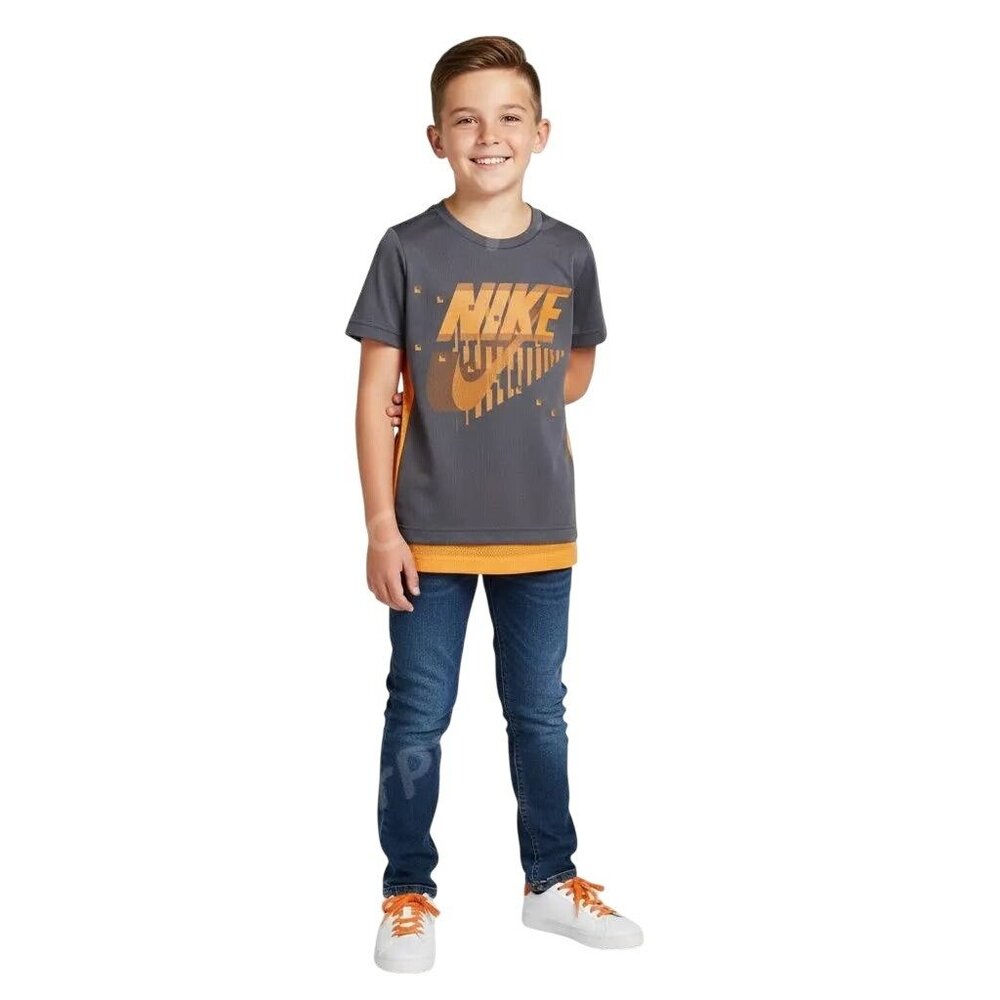Nike Kids Boys' Dri-Fit Short Sleeve Graphic T-Shirt Dark Gray Size Medium